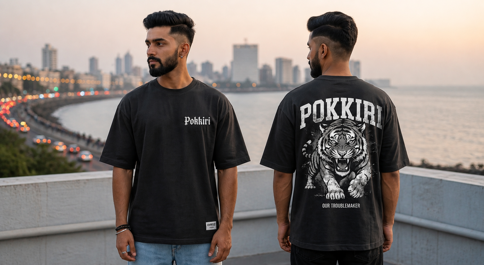 Pokkiri Tiger Graphic T-Shirt – Bold Streetwear Back Print Oversized Tee