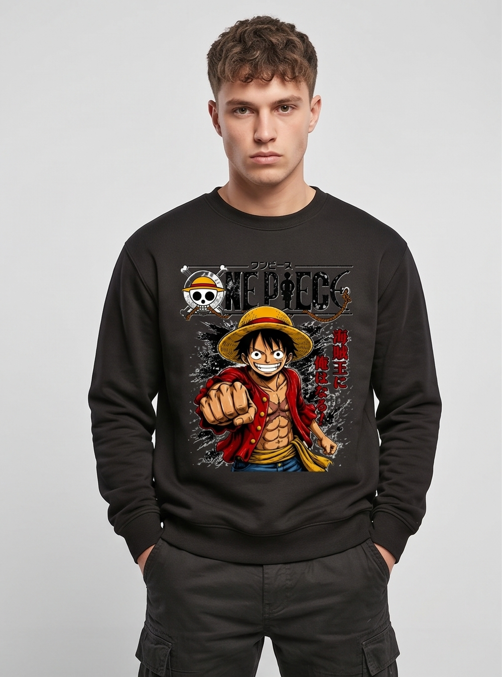 Anime-Inspired One Piece Graphic Sweatshirt – Bold Streetwear Crewneck